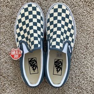 Checkerboard slip on vans